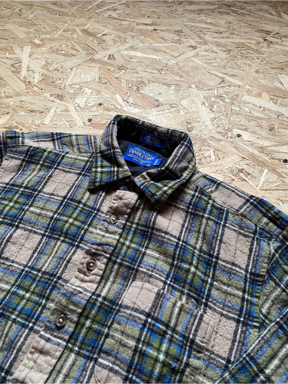 Pendleton Green, Blue & Cream Plaid Wool Shirt